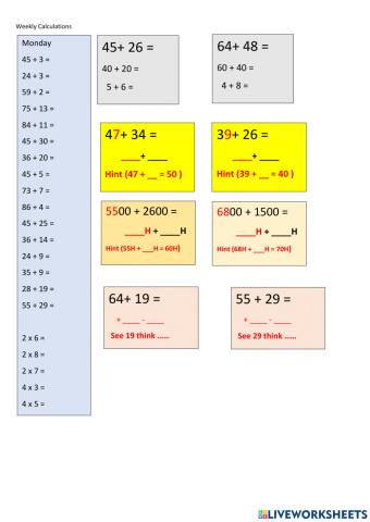 CHILL5 Math Addition Mentals Set 1