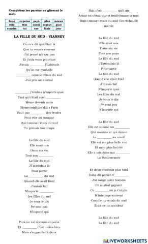 Chanson: La fille du sud