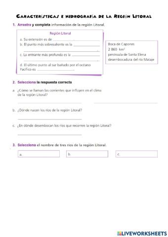 Características e hidrografía del la costa