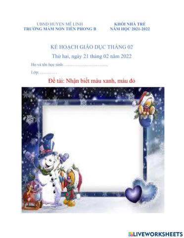 Nhận biết màu xanh, màu đỏ