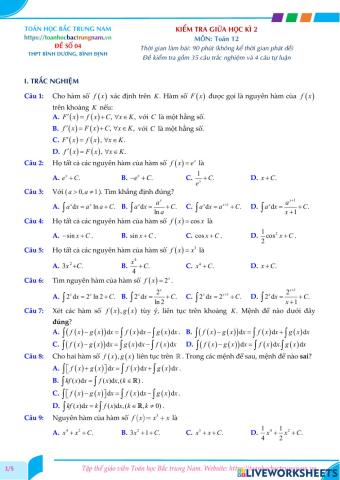 Toán 12-Kiểm tra GK2-THPT Bình Dương, Bình Định-2021