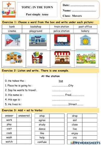 Movers- In the town- Past simple tense 1
