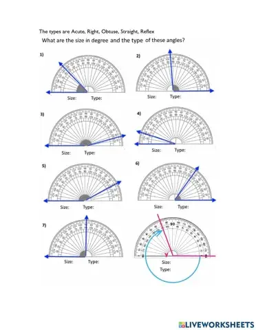 Type and size of angles
