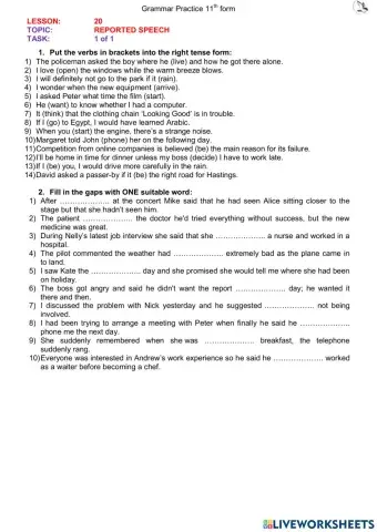 Reported Speech (11th form L20)