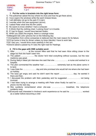 Reported Speech (11th form L20)