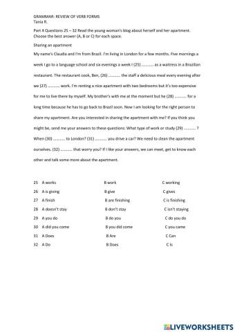 Review of verb tenses