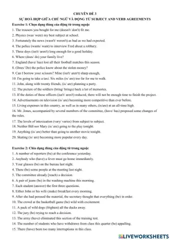 English 9 Subject and Verb Agreement