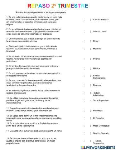 Repaso 2º trimestre