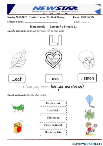 HW I love my mom. G1