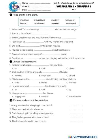 Unit 7 Vocab 1+ Grammar 1