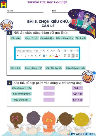 Lớp 3. CĐ 3. Bài 5. Chọn kiểu chữ, căn lề