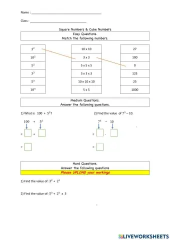 Square numbers & Cube Numbers