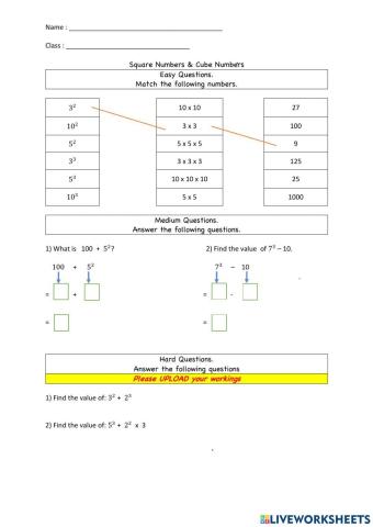 Square numbers & Cube Numbers