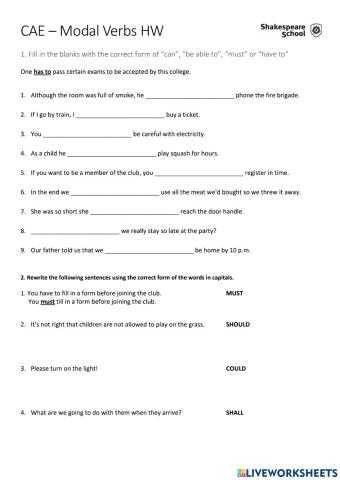 C1 Advanced - Modal verbs (short)