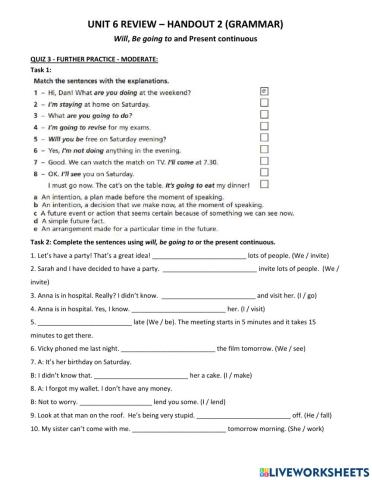 Will, be going to and the present continuous