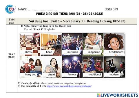 Hướng dẫn học tuần 29