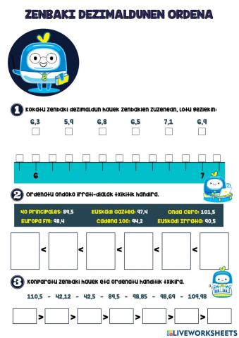Zenbaki dezimaldunen ordena