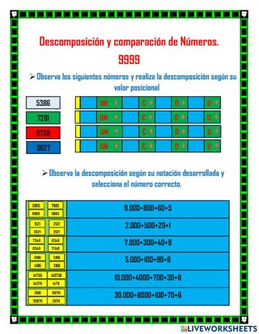 Ejercicios de Descomposición de Números
