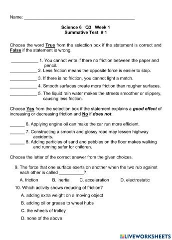 Science 6 Q3 Summative Test 1