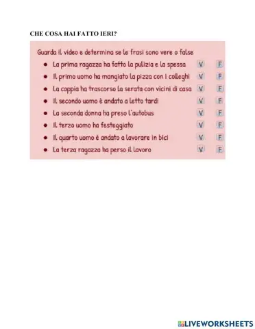 Che cosa hai fatto ieri