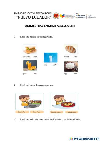 Quimestral English Assessment