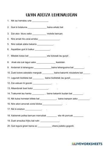 Ukan aditza lehenaldian