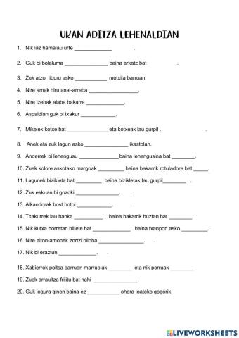 Ukan aditza lehenaldian