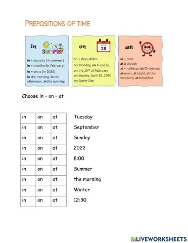 Prepositions of Time - EL2