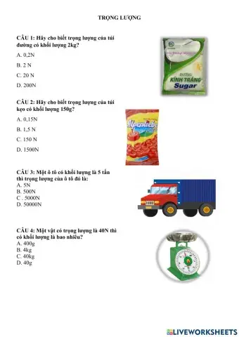 Vận dụng trọng lực trọng lượng