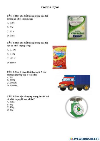 Vận dụng trọng lực trọng lượng