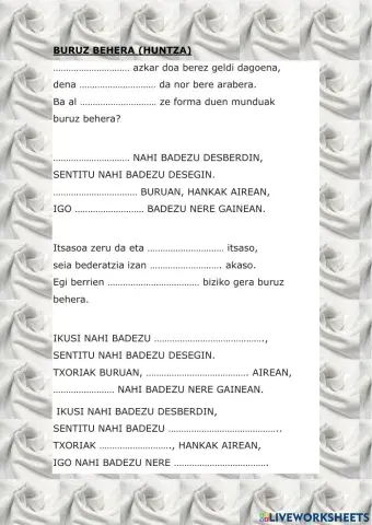 Buruz behera (huntza)