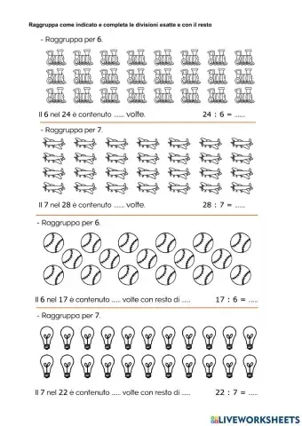 Raggruppamenti significativi e divisioni