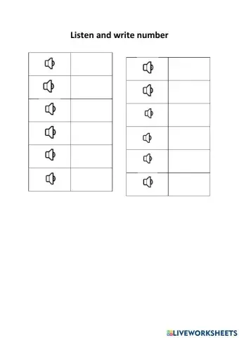 Listen and write number 1 - 20
