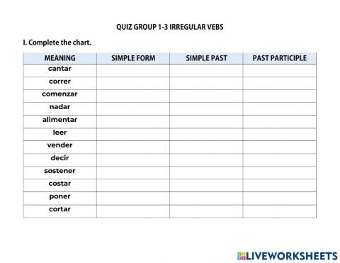 Irregular verbs
