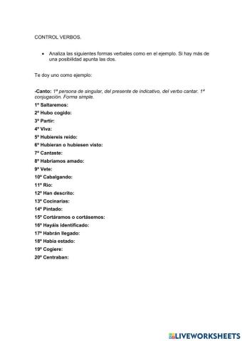 Control tiempos verbales