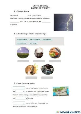 4.1 Energy. Forms of Energy