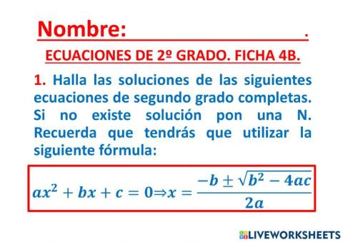 5.5. ecuaciones de segundo grado (wficha 4b) live