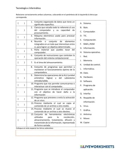 Relacionar conceptos de informática