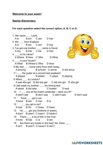 Placement Test Starter-Elementary