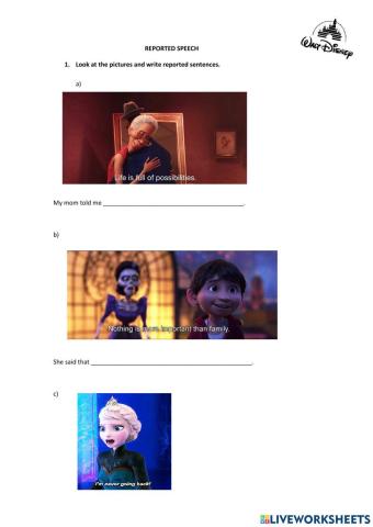 DISNEY reported speech present tenses