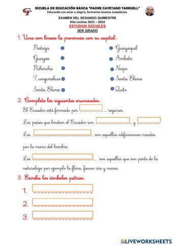 Examen de estudios sociales 2do quimestre
