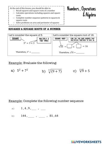 Squares & Square roots