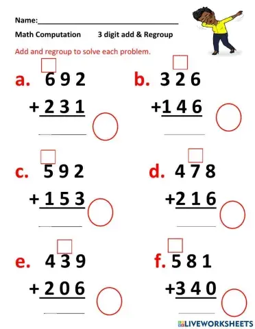 3 digit Addition with regrouping