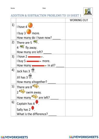 Addition and Subtraction Word Problem