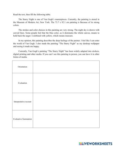 Exercise on Reviews Structure