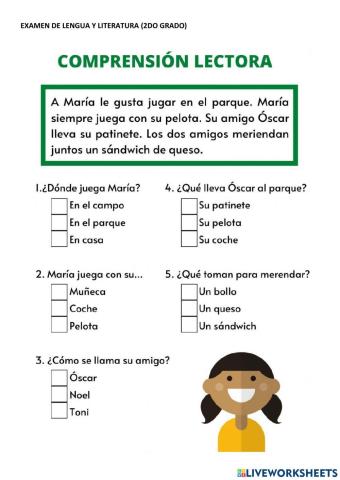 Examen de lengua 2do