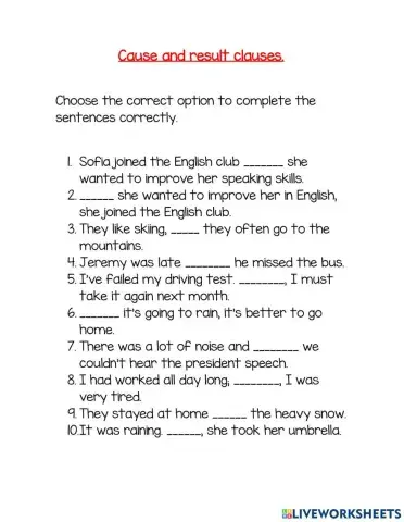 Cause and effect clauses