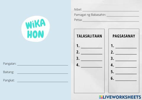 Wikahon Answer Sheet - 4-6 - Ang Mahiwagang Bato