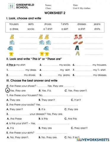 Look 1. Unit 9. Worksheet 2