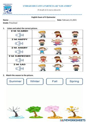 English exam preschool